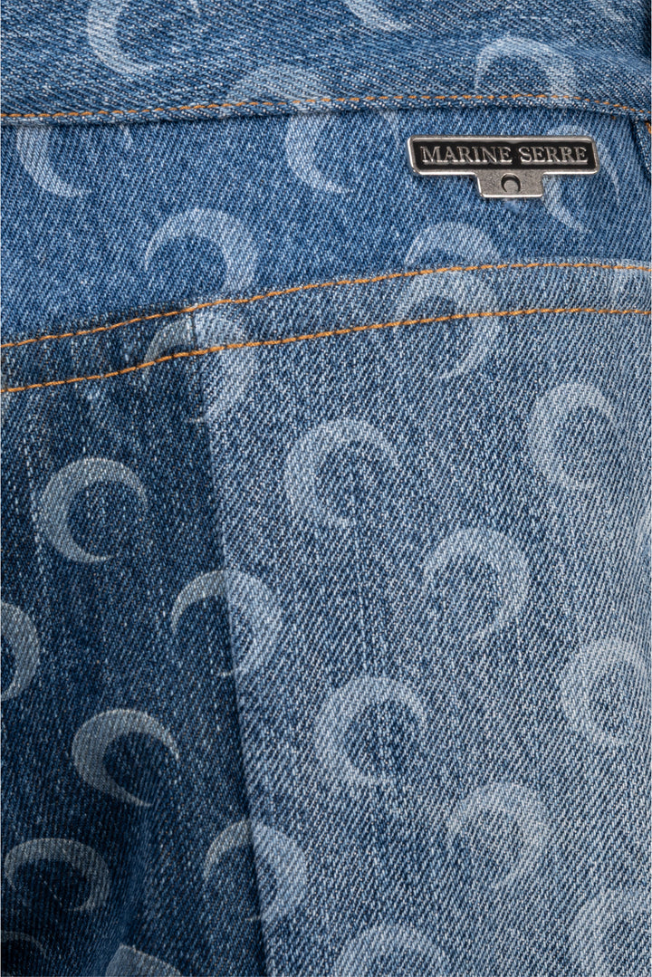 Marine Serre Size L FW20 Moon Print Regenerated Panel High-Rise Jeans