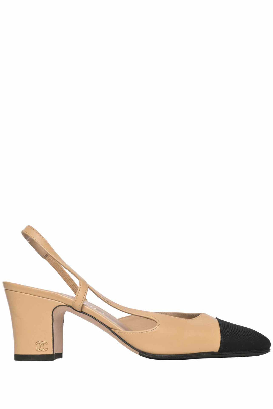 Chanel Size 36 Goatskin & Grosgrain Slingbacks Pumps