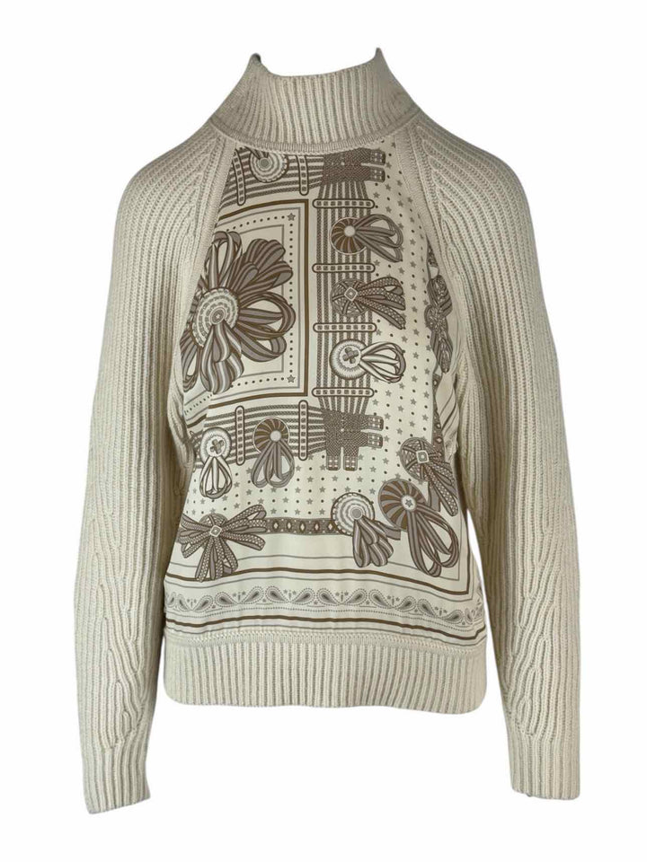 Hermes Size XS/S Silk & Cashmere Bow Print Sweater