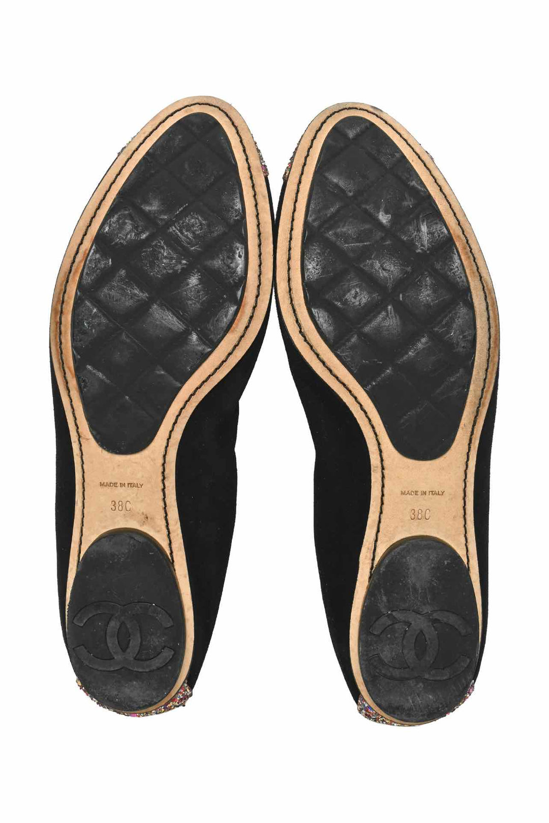 Chanel Size 38 2009 Interlocking CC Logo Ballet Flats