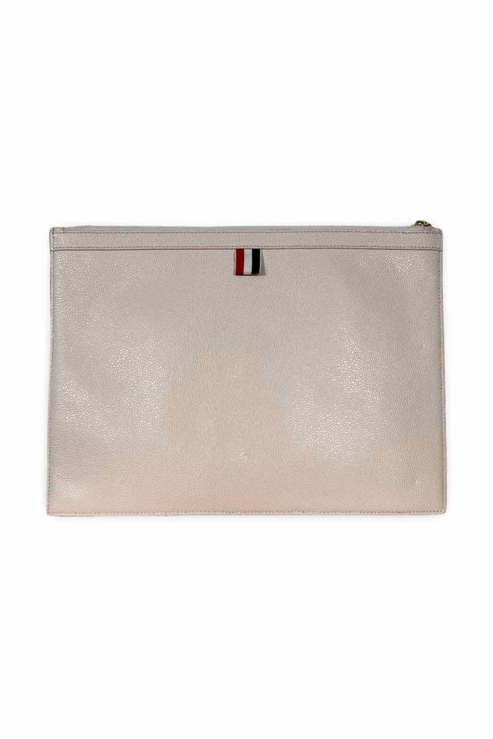 Thom Browne Grosgrain-Loop Trim Calf Leather Clutch