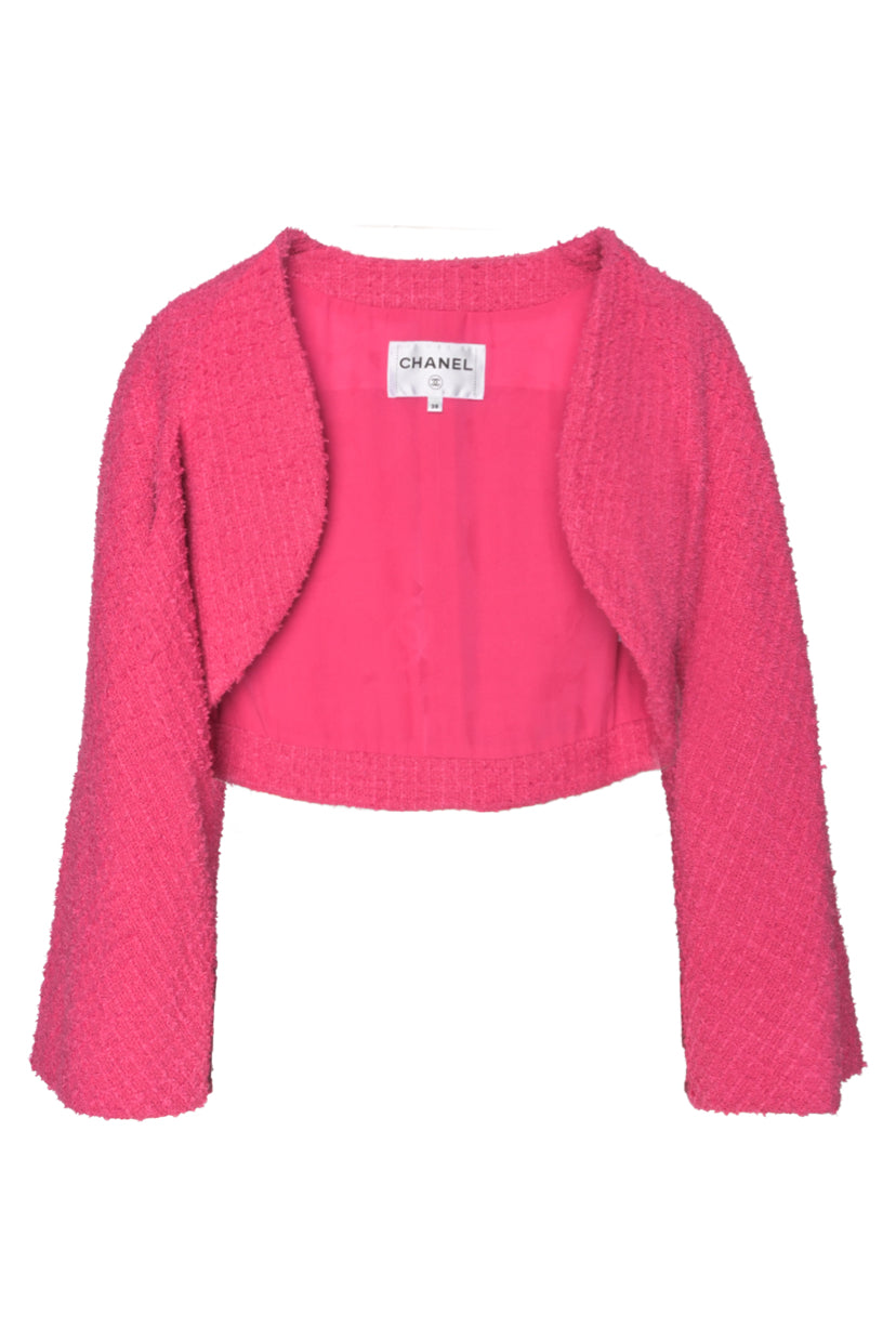 Chanel Size 38 Collarless Cropped Cardigan