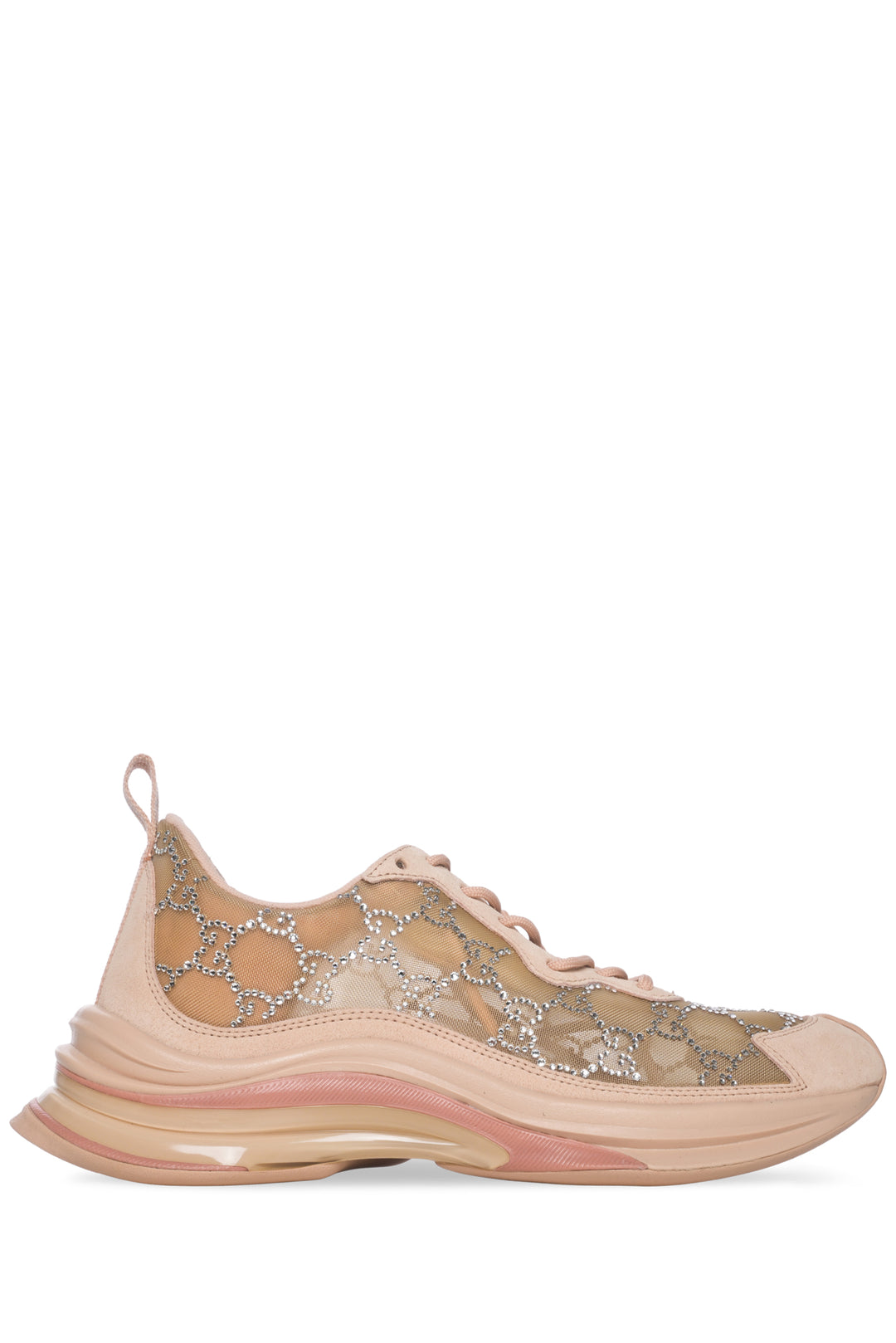 Gucci Size 40 Mesh Crystal Suede GG Monogram Sneaker