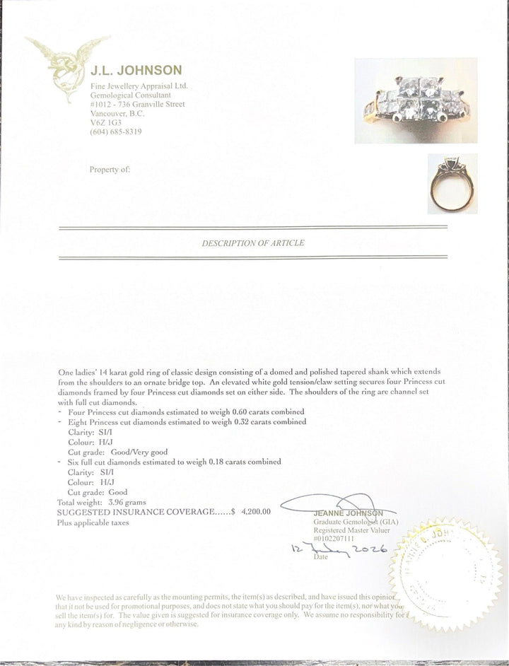 14K Yellow Gold & White Gold Diamond Size 6 Ring