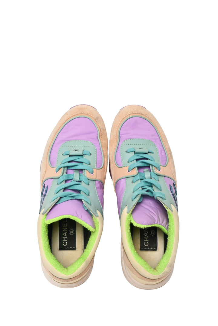 Chanel Size 39 Nylon, Leather & Suede Colorblock CC Sneaker