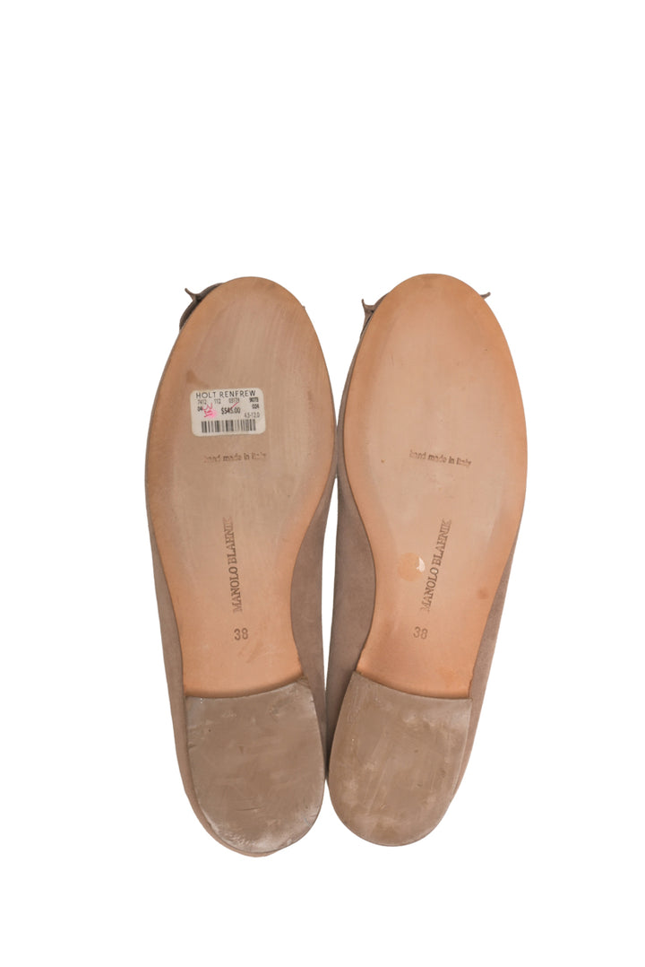 Manolo Blahnik Size 38 Gisella Suede Ballet Flats