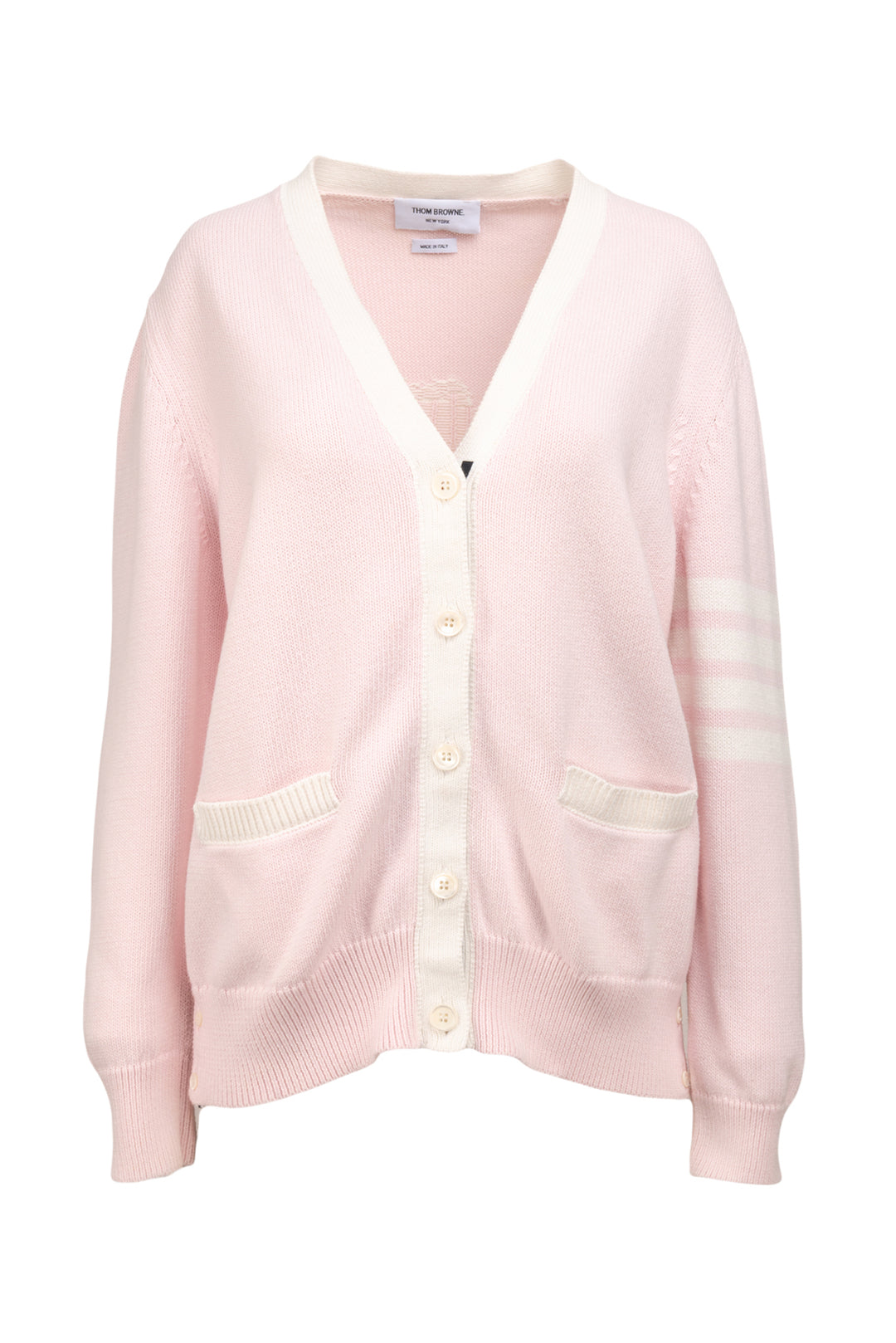 Thom Browne Size 4 Flower Icon 4 Bar V Neck Cardigan