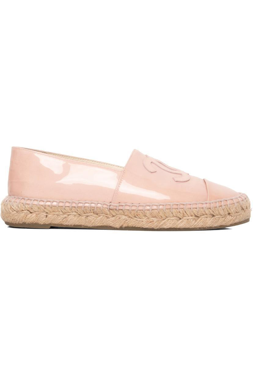 Chanel Size 36 Patent Leather Espadrille Flats