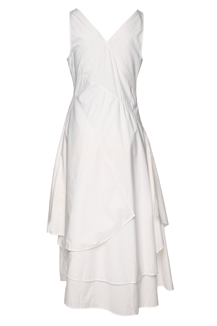 Loewe Size 40 Cotton Poplin Sleeveless V-Neck Petal Dress