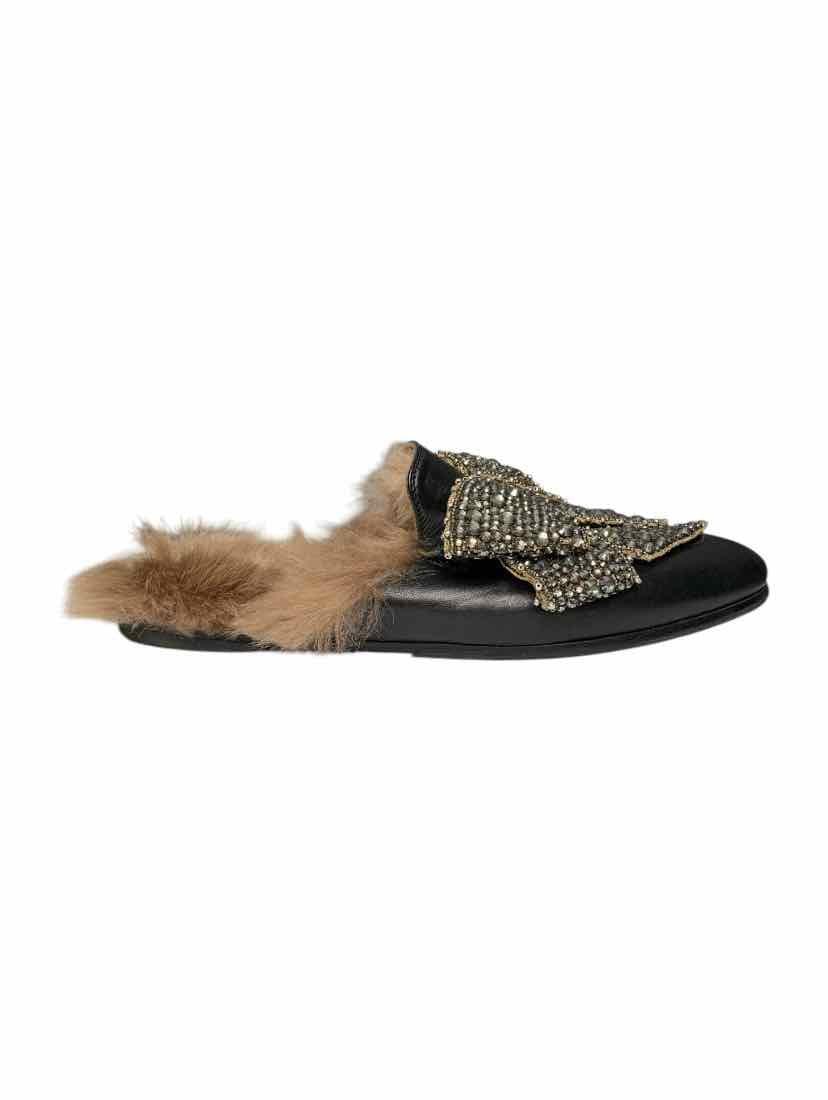 Gucci Size 40 Crystal Embellished Princetown Slippers