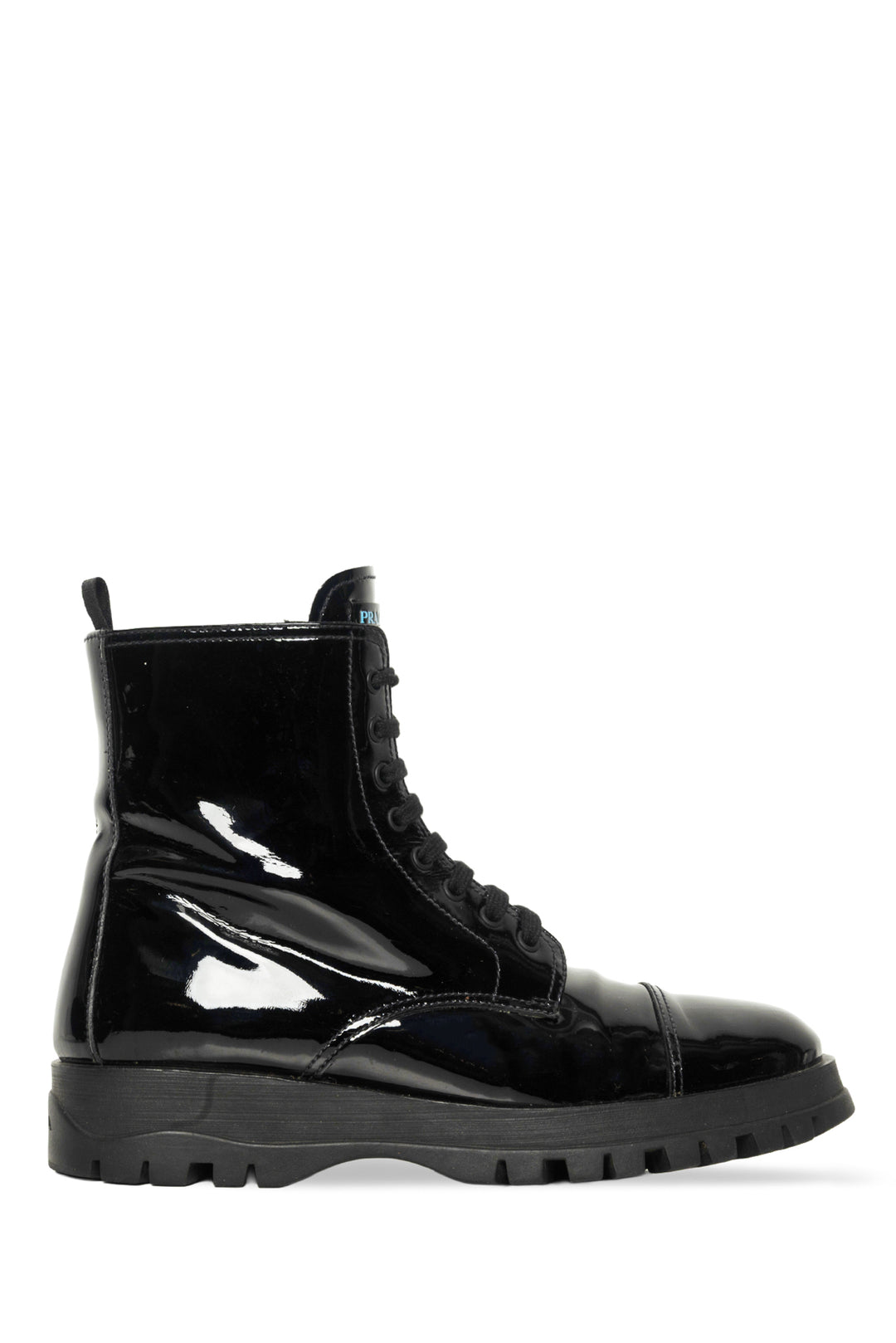 Prada Size 39 Calzature Donna Patent Leather Combat Boots