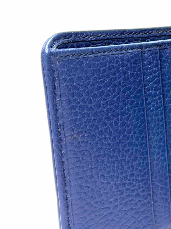 Gucci Size French GG Canvas w/Caspian Blue Leather Wallet