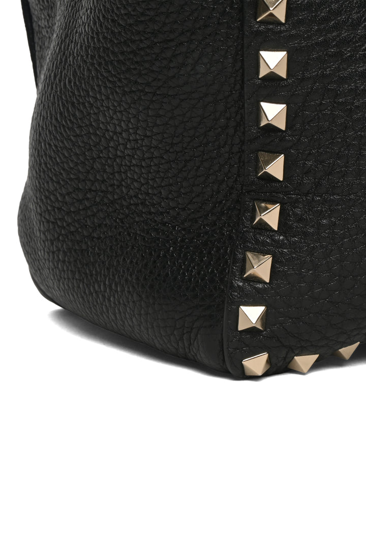 Valentino Rockstud Grained Calfskin Pebbled Leather Tote