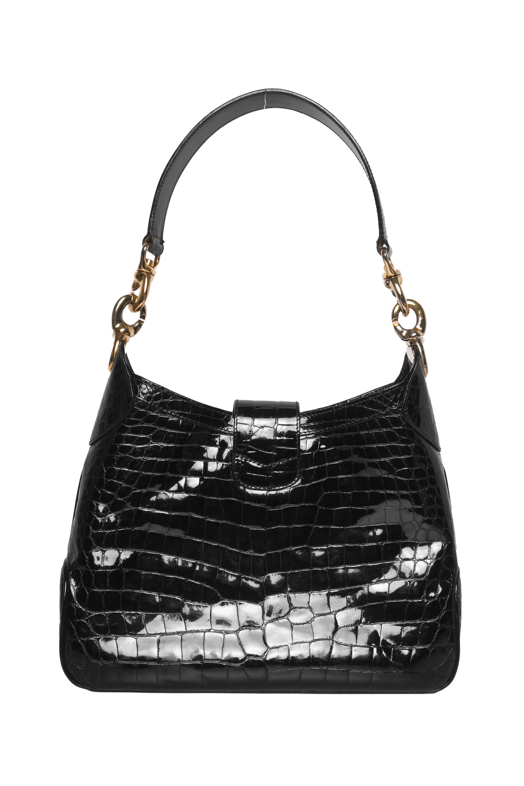 Celine Vintage Triomphe Croc Embossed Hobo