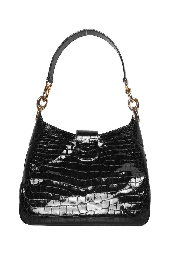 Celine Vintage Triomphe Croc Embossed Hobo