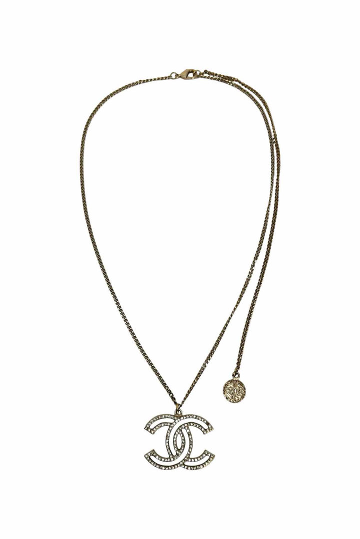 Chanel Pave CC Pendant Necklace