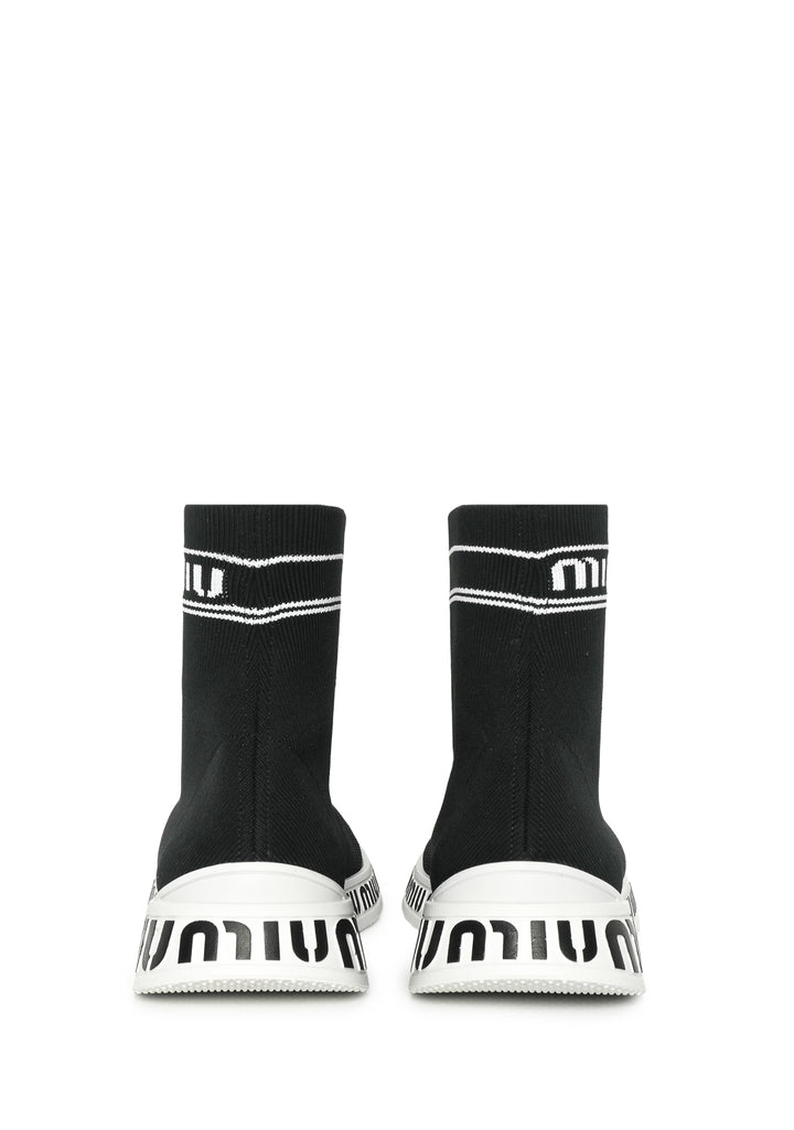 Miu Miu Size 38.5 Logo Knit Sock Sneaker