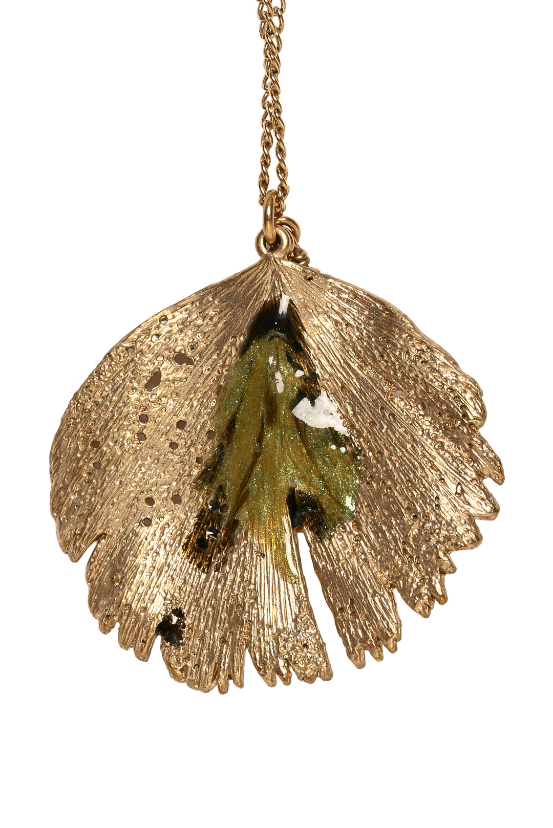 Chanel Vintage Logo Leaf Pendant Necklace