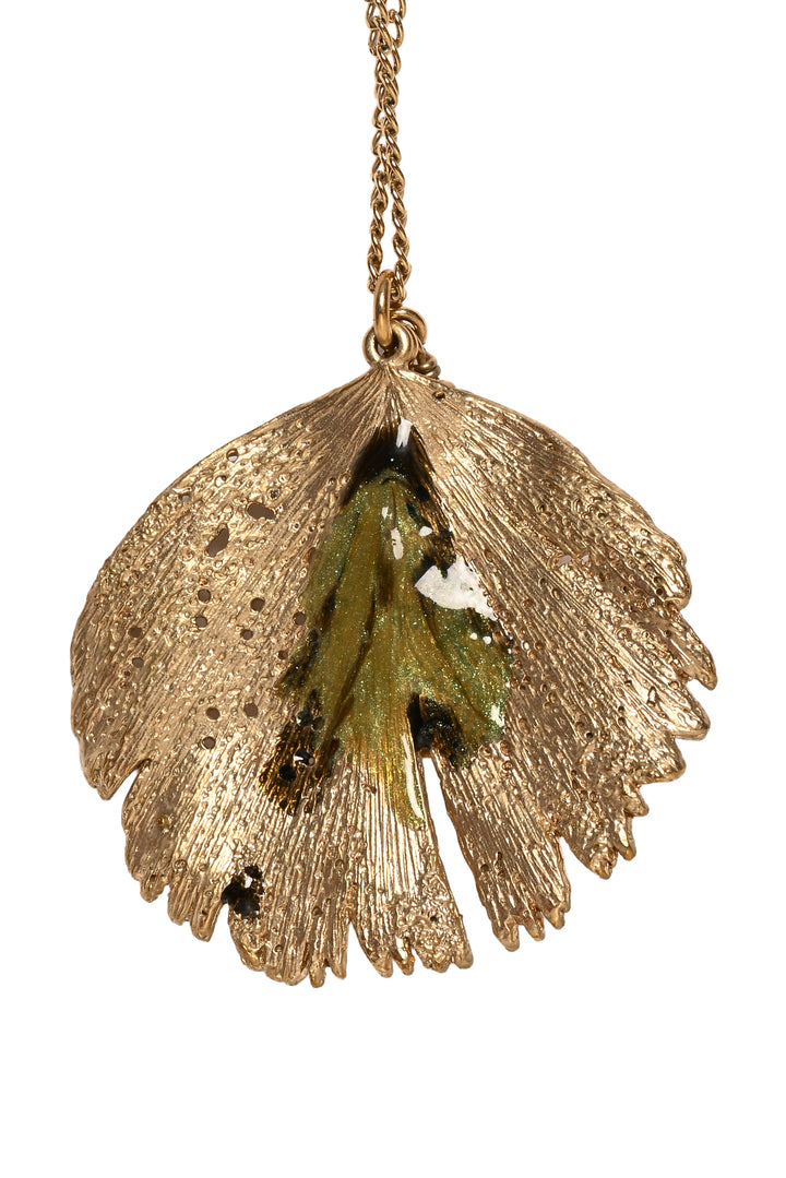 Chanel Vintage Logo Leaf Pendant Necklace
