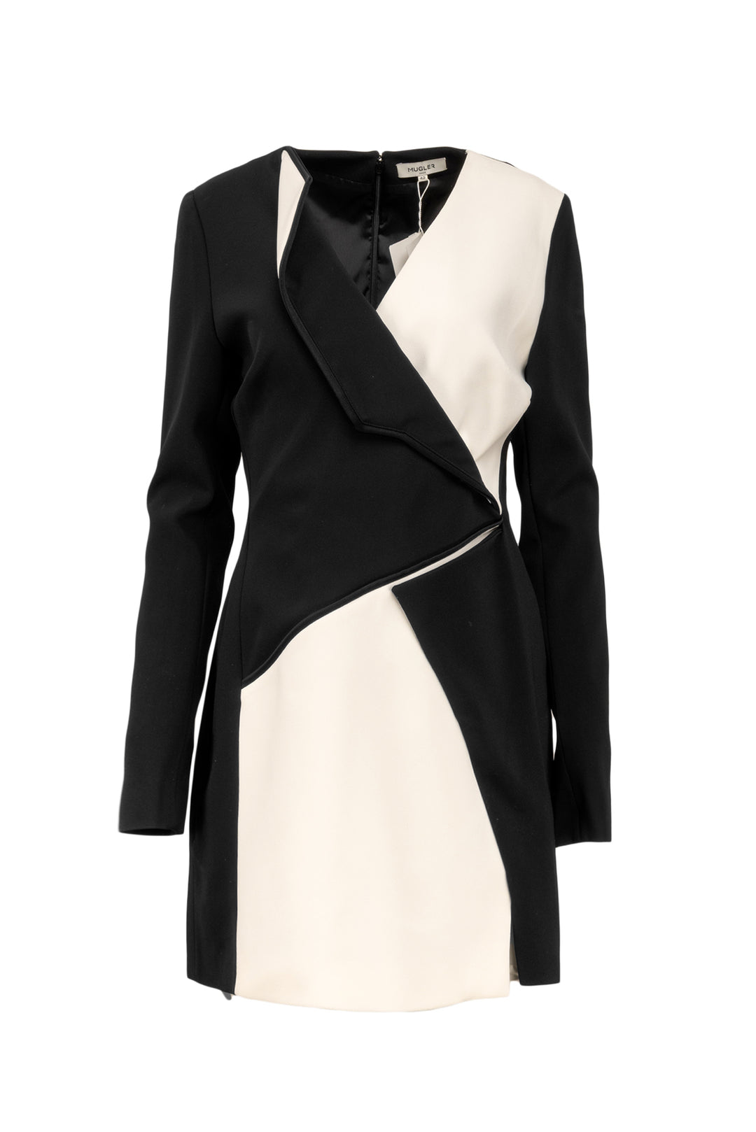 Mugler Size 42 Bonded Crepe Long Sleeve Mini Dress