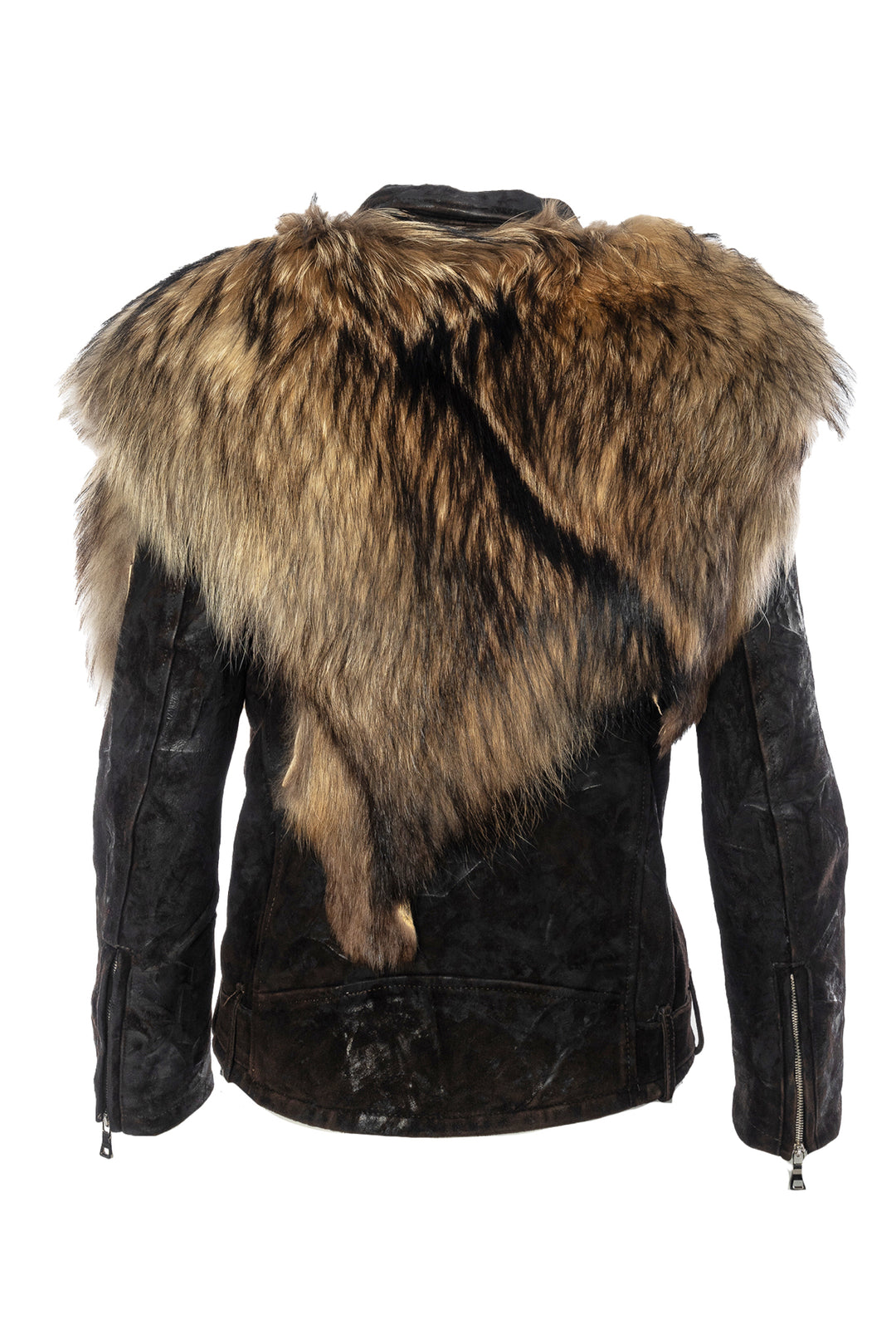 Balmain Size 34 Leather & Fur Jacket