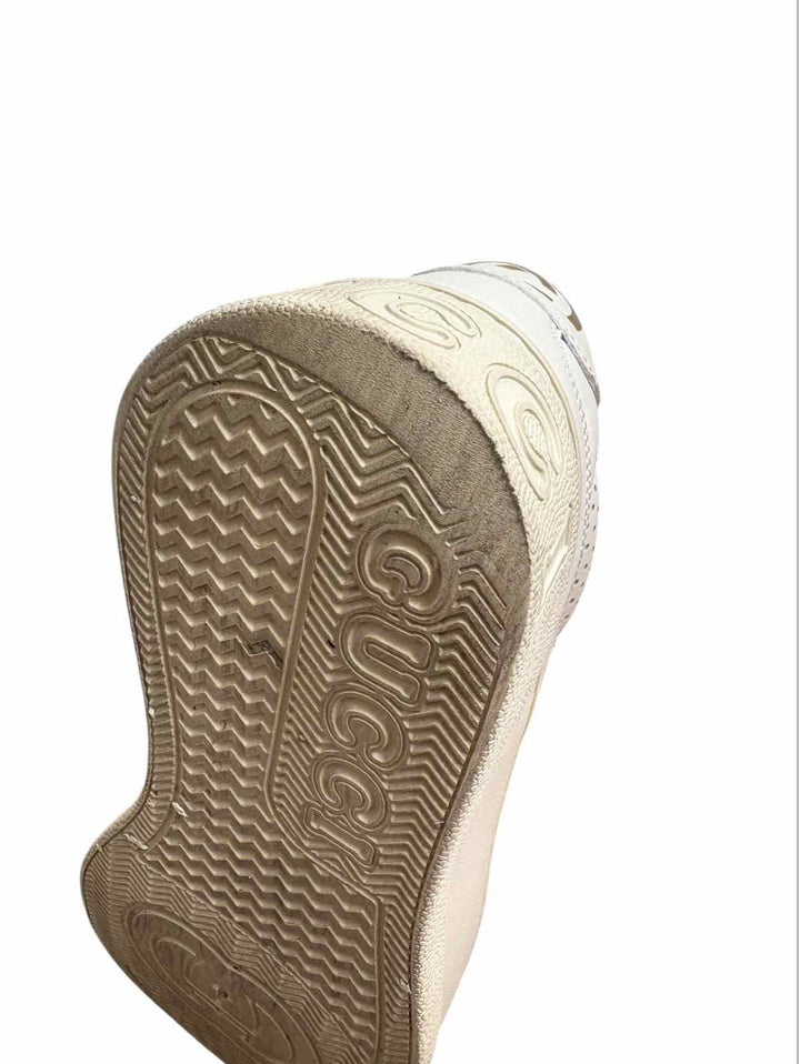 Gucci Size 38 GG Embroidered Detail Leather Sneaker
