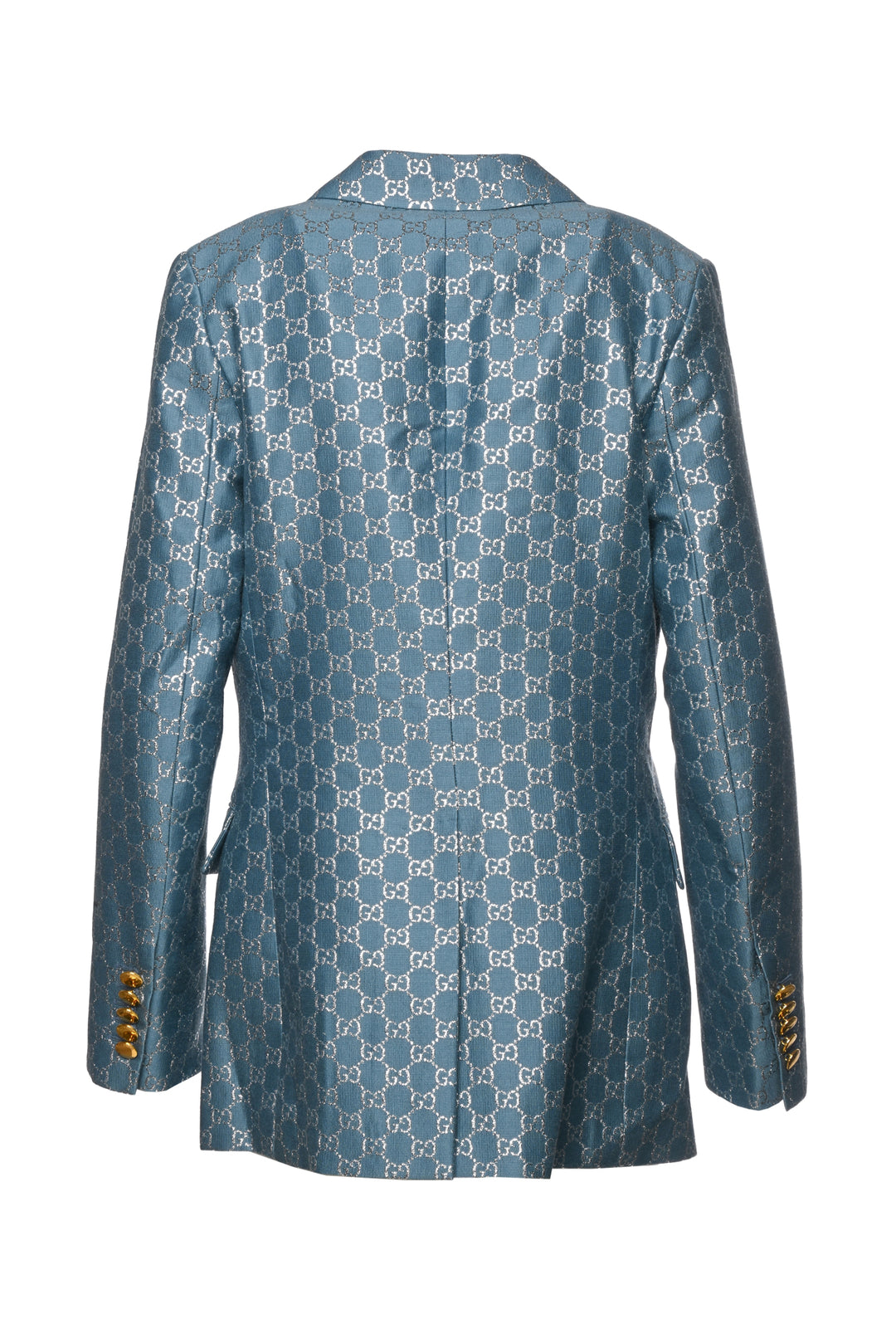 Gucci Size 8 Metallic GG Wool Blend Blazer