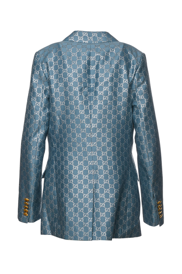 Gucci Size 8 Metallic GG Wool Blend Blazer