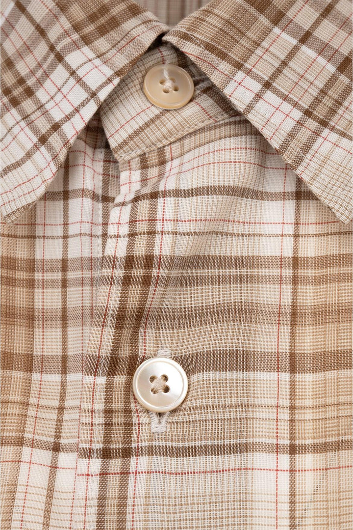 Auralee Size L Men's Check Print Ultra-Fine Wool Shirt Long Sleeve