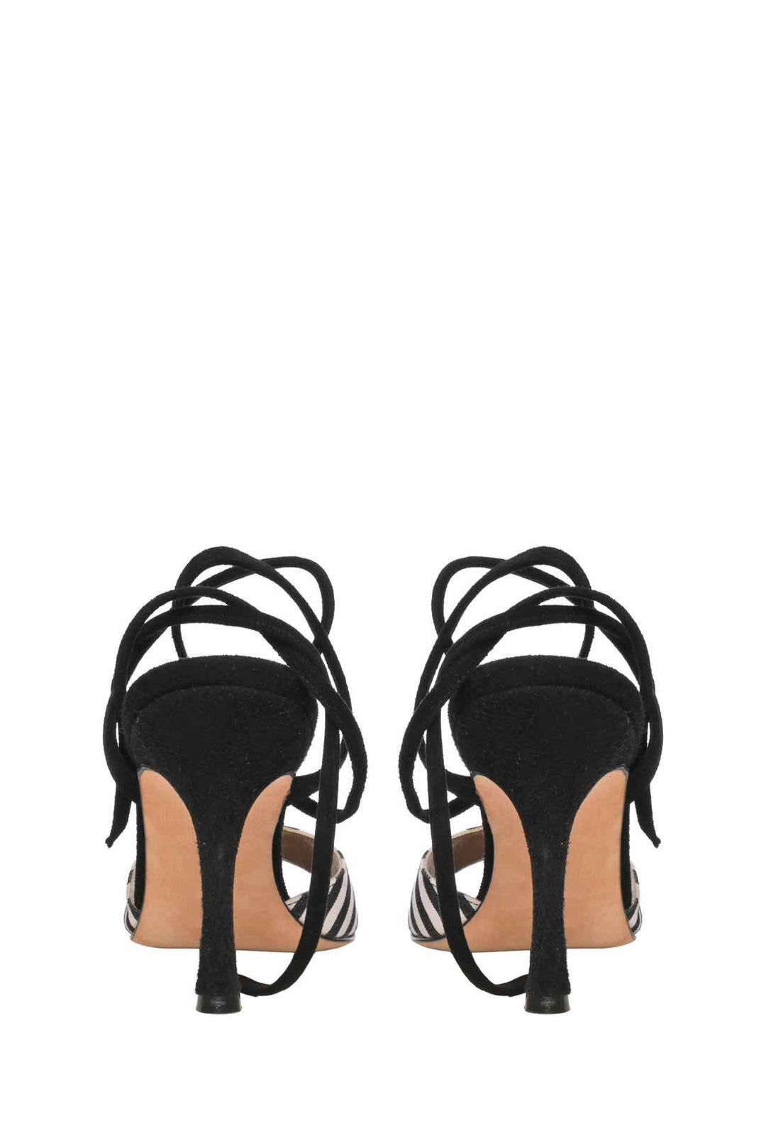 Manolo Blahnik Size 38.5 Striped Heeled Sandals