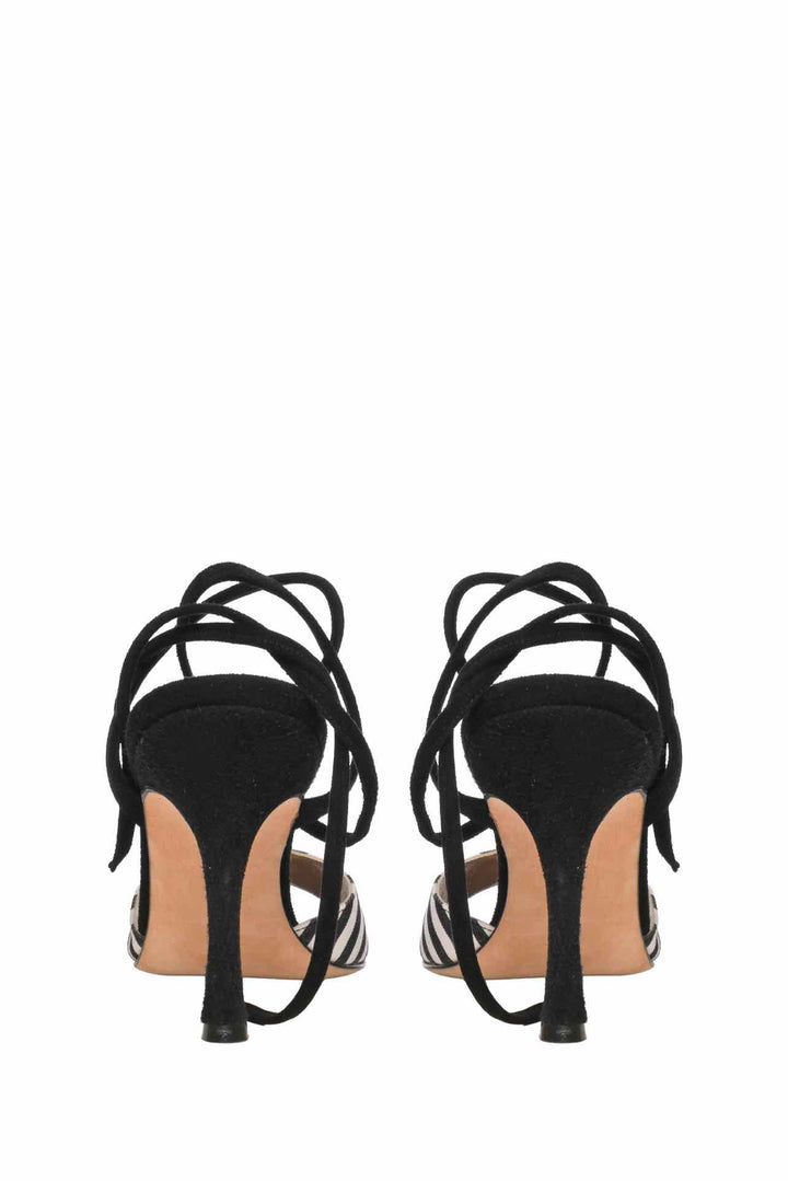 Manolo Blahnik Size 38.5 Striped Heeled Sandals