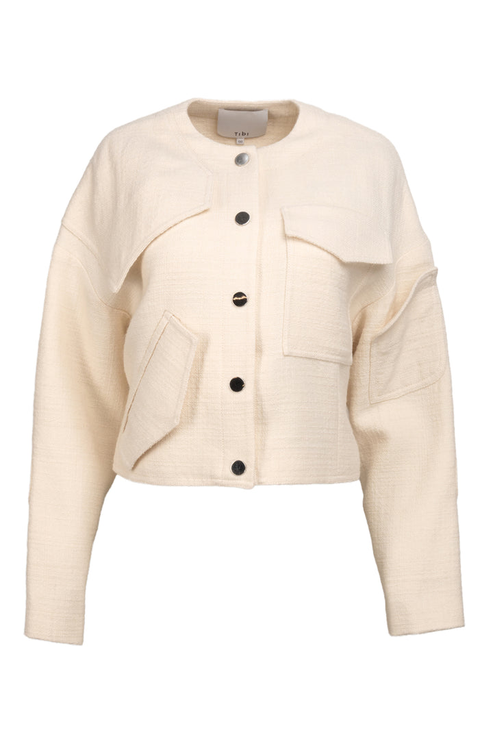 Tibi Size 00 Basketweave Patch-Detail Short Jacket