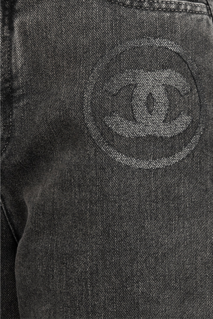 Chanel Size 38 CC Logo Sparkle Denim Jeans