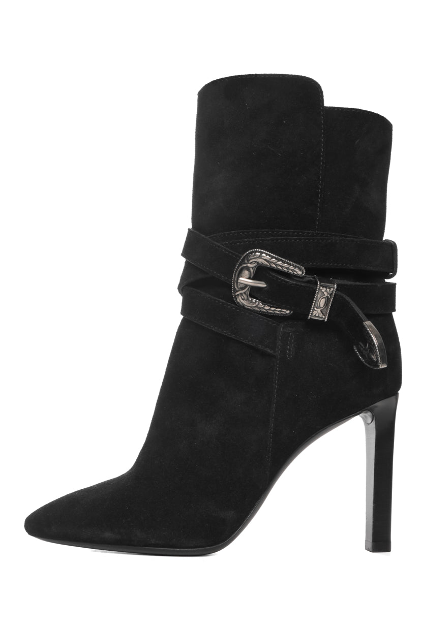 Saint Laurent Size 39 Mica Western Buckle Suede Ankle Boots