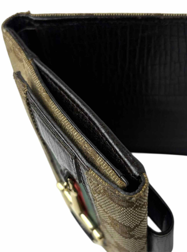 Gucci Monogram Canvas Web Hasler Horsebit Wallet