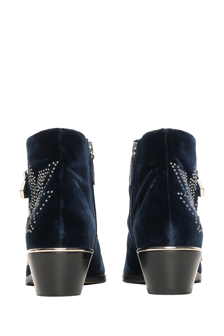 Chloe Size 37 Susanna Studded Velvet Ankle Boots