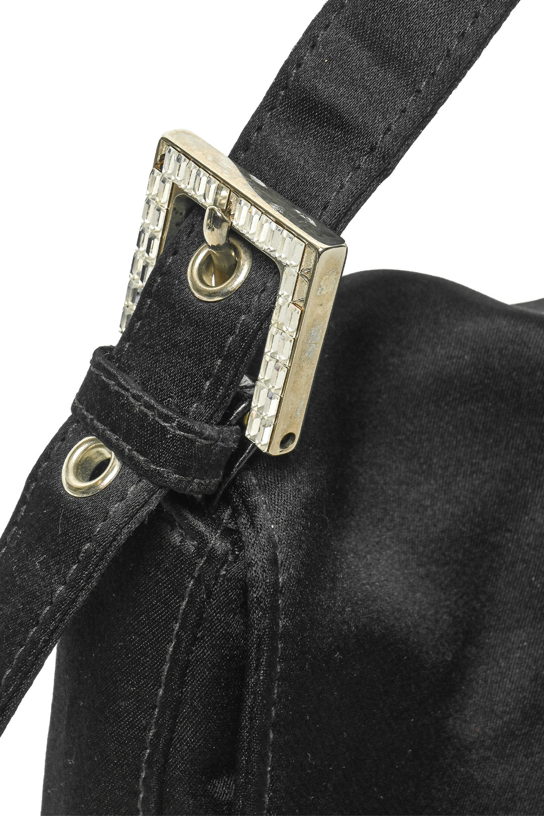 Fendi Crystal Embellished Satin Baguette Shoulder Bag