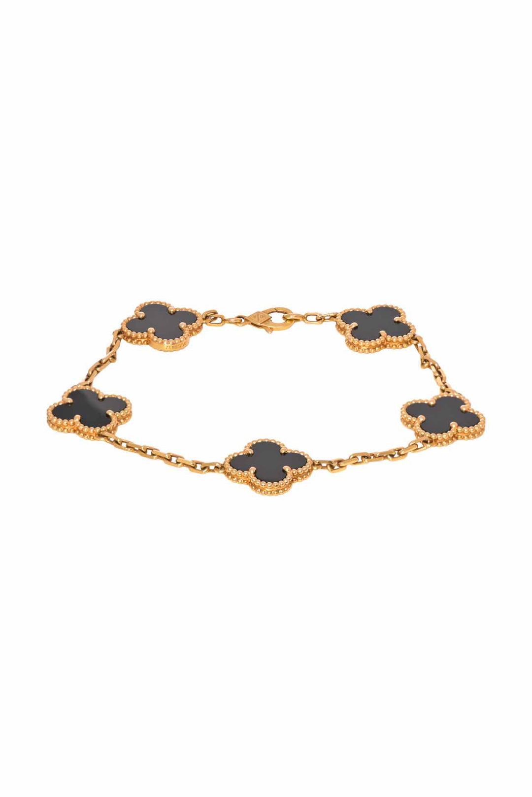 Van Cleef & Arpels 2021 18K Yellow Gold & Black Onyx Vintage Alhambra Bracelet