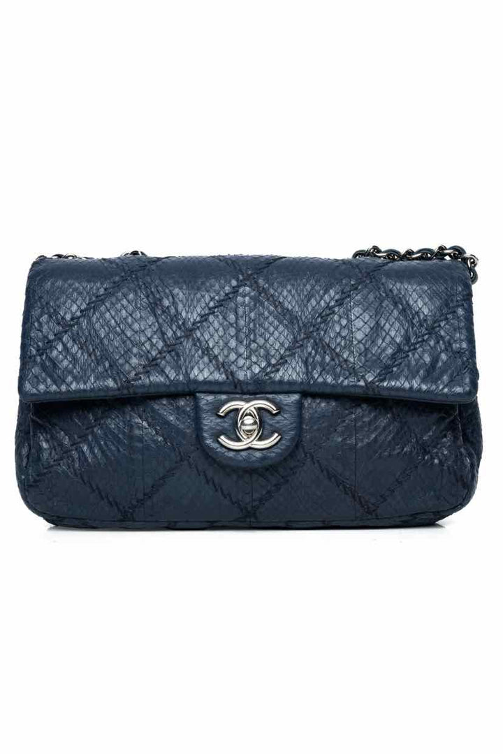 Chanel Single Flap Python Shoulder Bag