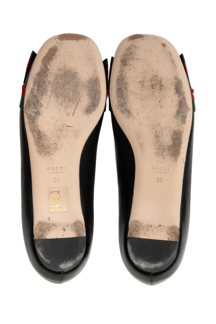 Gucci Size 38 Web Bow Ballet Flats