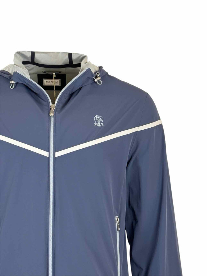 Brunello Cucinelli Size XL Men's Logo Print Shell Hooded Jacket