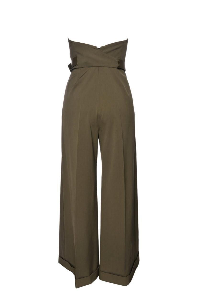 Max Mara Size 4 Strapless Wide Leg Belted Jumpsuit