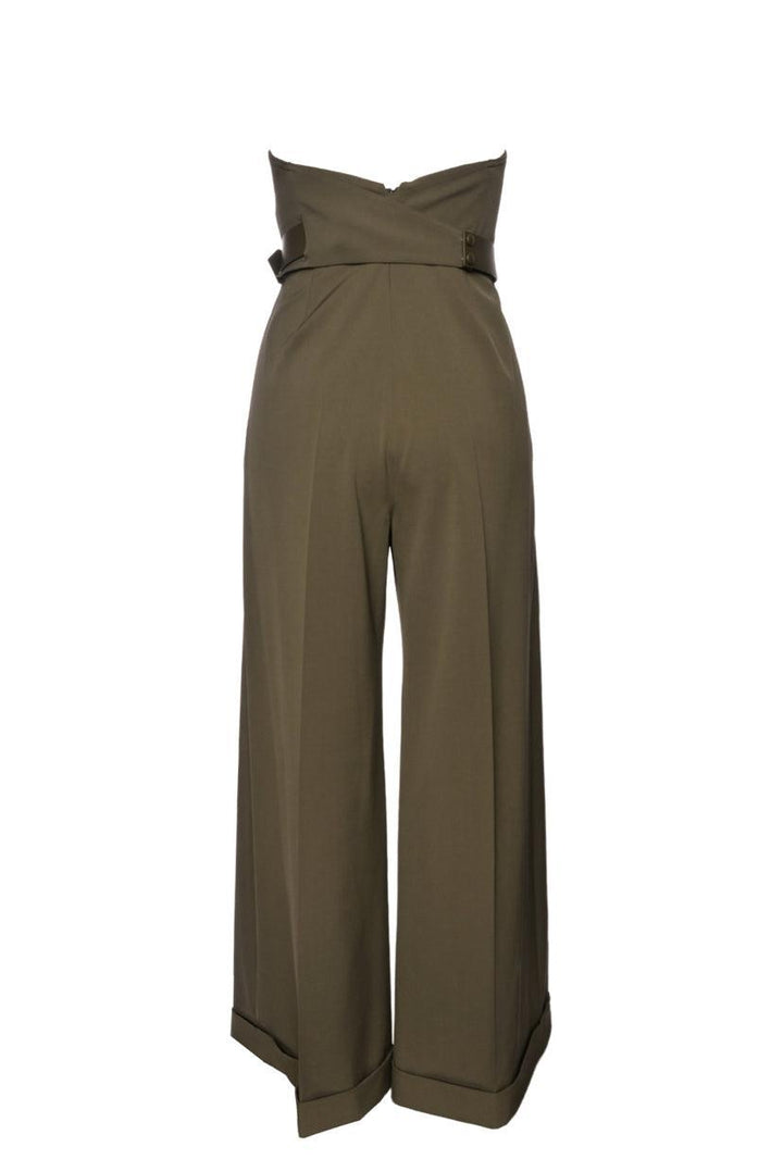 Max Mara Size 4 Strapless Wide Leg Belted Jumpsuit
