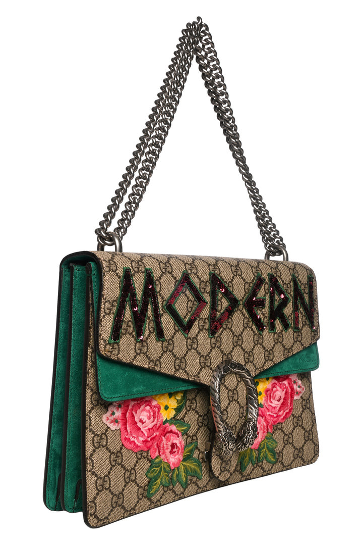 Gucci GG Supreme Embroidered Medium Dionysus Shoulder Bag