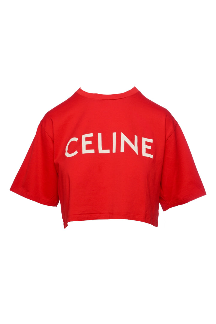 Celine Size M Cropped Logo T-Shirt