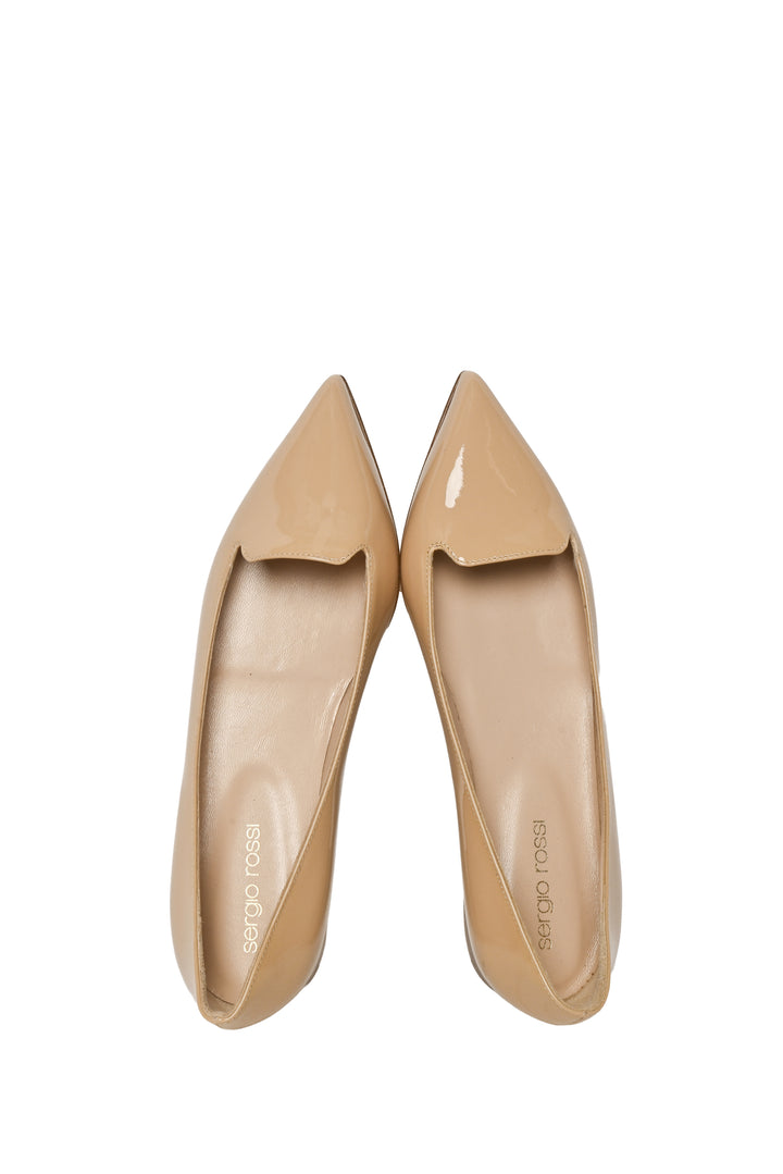 Sergio Rossi Size 35.5 Patent Point Toe Flats