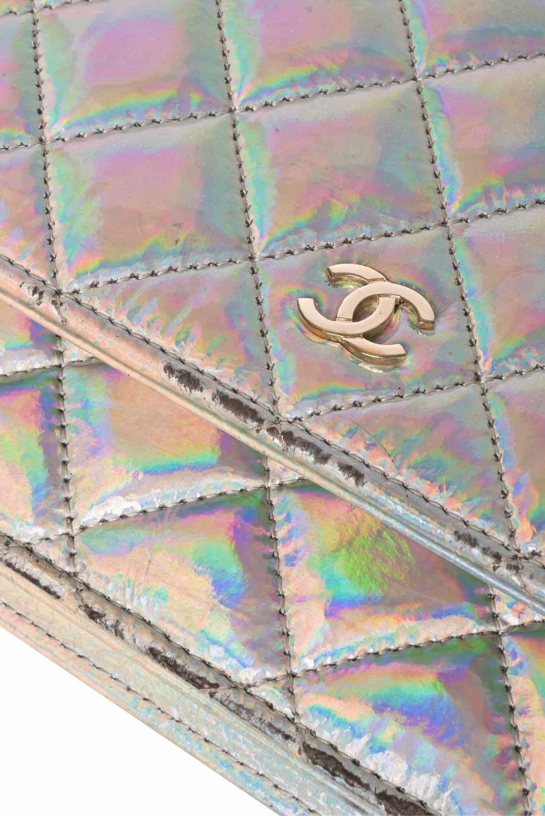Chanel 2021 Iridescent Goatskin Quilted Wallet On Chain