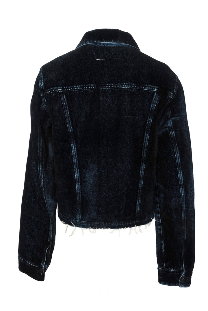 MM6 Size 42 Velour Coated Cropped Denim Jacket