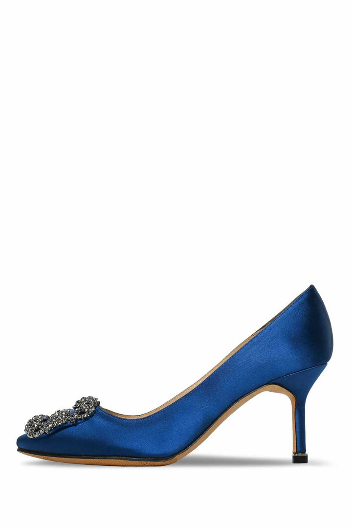 Manolo Blahnik Size 34.5 Hangisi 70 Satin Pumps