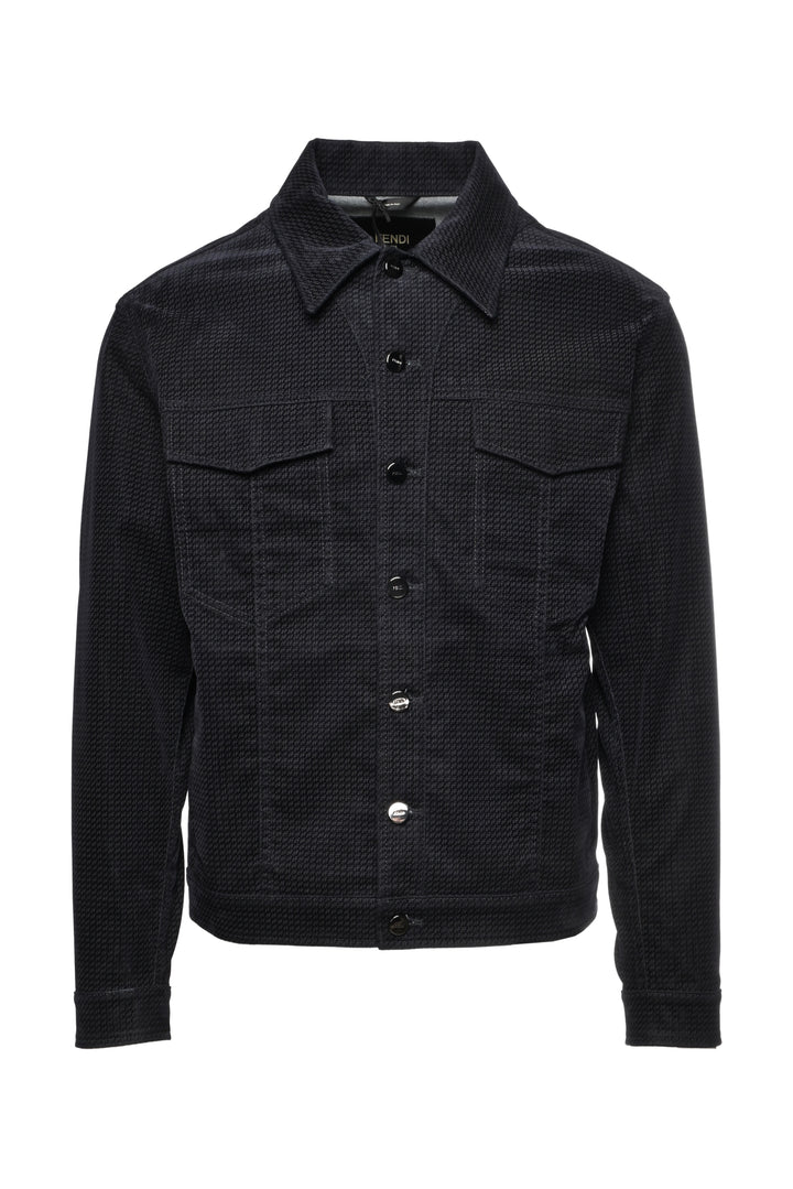 Fendi Size 38 Men's FF Velvet Coated Denim Jacket